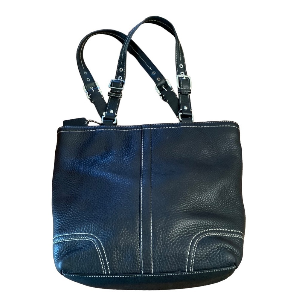 Coach Hamilton Black Pebbled Leather Shoulder Tote Bag - Picture 3 of 14